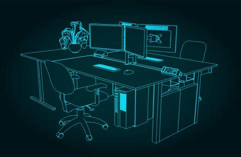 Modern workplace Illustrazione stock