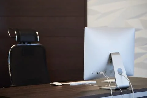 Modern workplace. Office work place for designer. Minimal desktop area for pr Stock Photos