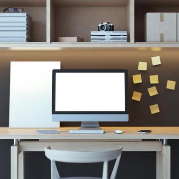 Modern workspace with computer Stockillustratie