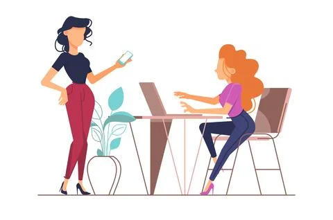 Modern Workspace Interaction Stock Illustration