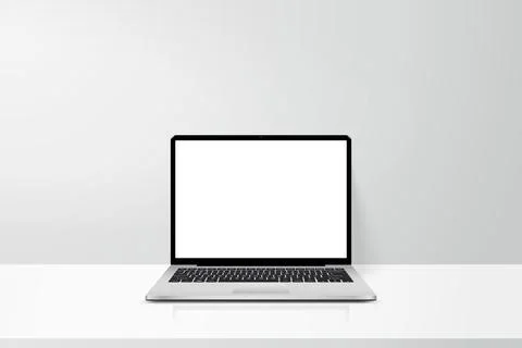Modern workspace with laptop computer on desk 스톡 일러스트