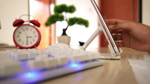 Modern Workspace with Tablet and Accessories Stock Footage 317737160