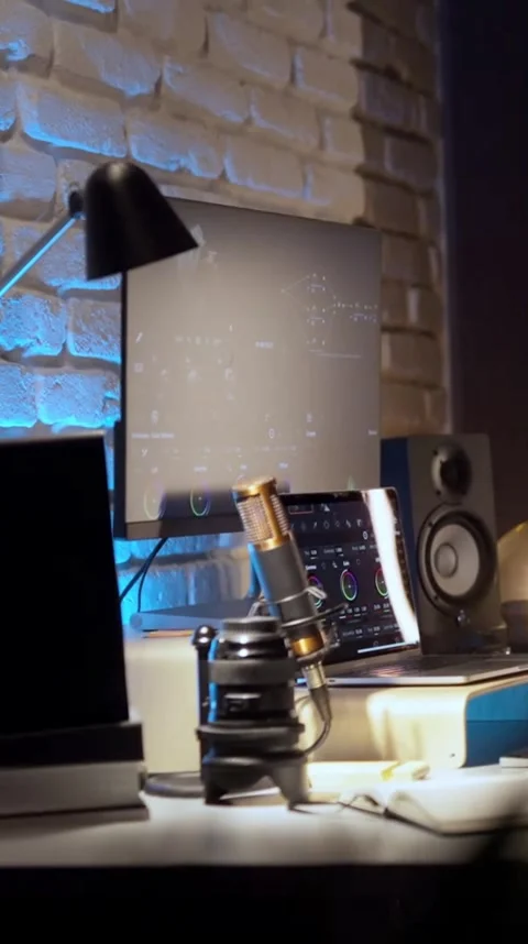 Modern Workspace with Technology and Creative Setup in Natural Light Stock Footage 306866104