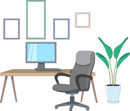 Modern Workspace Vector Illustration Stock Illustration