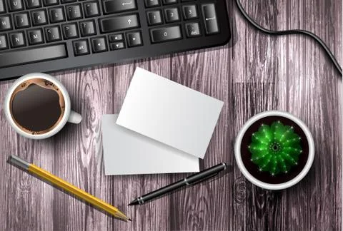 Modern workspace vector set with stationery Illustrazione stock