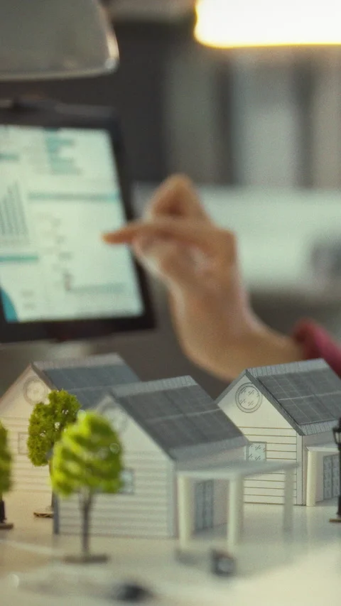 In a modern workspace a young architect concentrates on a digital tablet inn Stock Footage 331600323