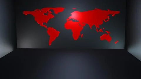 Modern world map in room Illustrazione stock