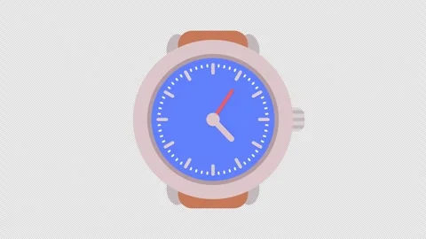 Modern Wrist Clock 2d animated flat style Stock Footage 325221943