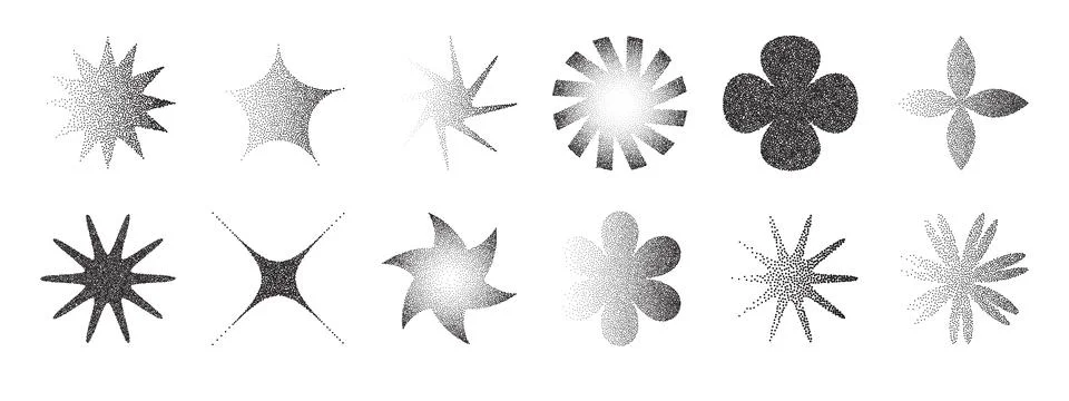 Modern y2k design elements with retro photocopy effect. Vector noise grainy.. Stock Illustration
