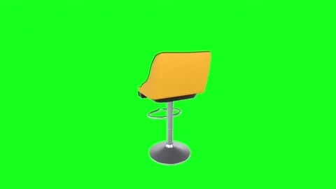 Modern yellow bar stool 3D rendering on a bright green background Stock Footage 297584528