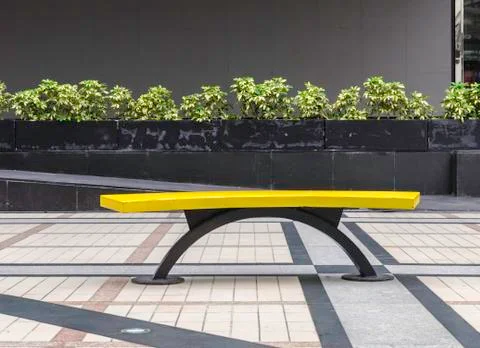Modern yellow bench 写真素材