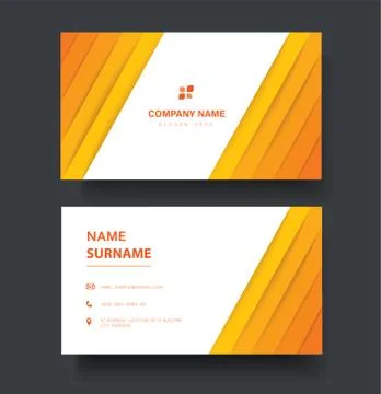 Modern yellow lines double sided business card template Stock Illustration