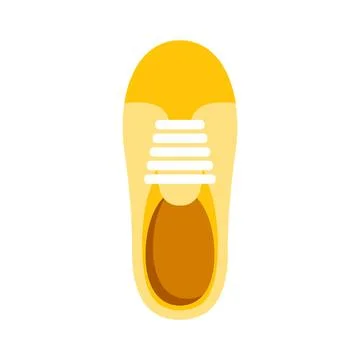 Modern yellow sneaker with white laces viewed from above Stock Illustration