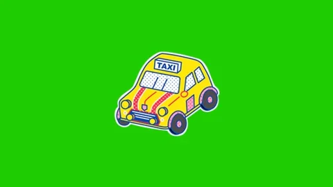 Modern Yellow Taxi Animation Loop Stock-Footage 341448753