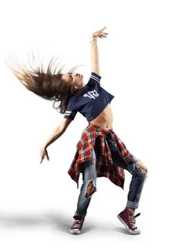 Modern young beautiful dancer posing on a studio background Stock Photos