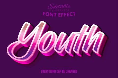 Modern youth script editable typography font effect Stock Illustration