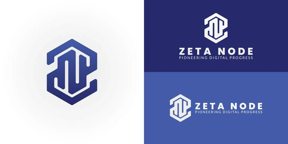 Modern ZN initial logo for a Tech and IT Company. Stock Illustration
