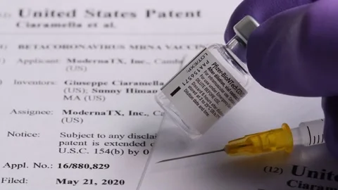 Moderna vs Pfizer Biontech lawsuit concept Stock Footage 205730712