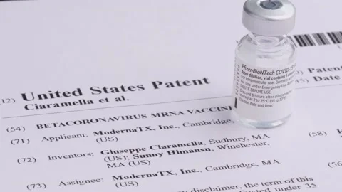 Moderna vs Pfizer Biontech lawsuit concept Stock Footage 205730760