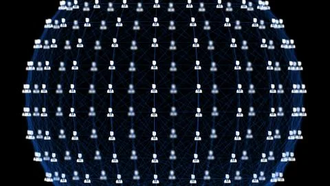 Moderne background from user sign connected by lines of blue colors into sphe Illustration