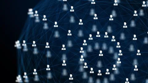 Moderne background from user sign connected by lines of blue colors into sphe Illustration