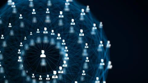 Moderne background from user sign connected by lines of blue colors into sphe Illustration