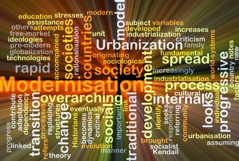 Modernisation background concept glowing Illustrazione stock