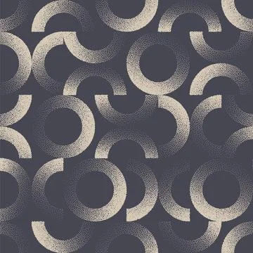 Modernism Pattern Stipple Circle Semicircle Geometric Seamless Vector Background Stock Illustration