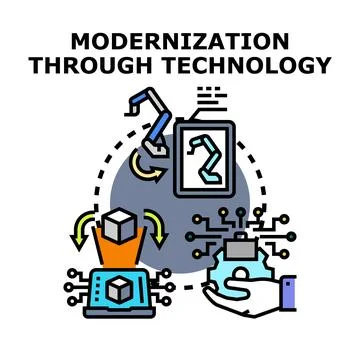 Modernization concept via technology and innovation process Stock Illustration