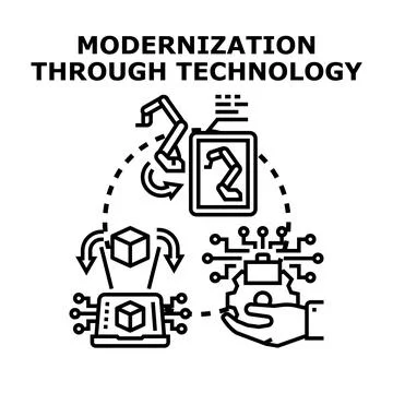 Modernization concept via technology and innovation process Stock Illustration