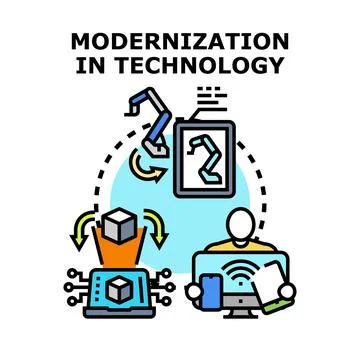 Modernization in technology concept of industry evolution Illustrazione stock