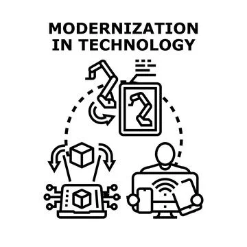 Modernization in technology concept of industry evolution Stock Illustration