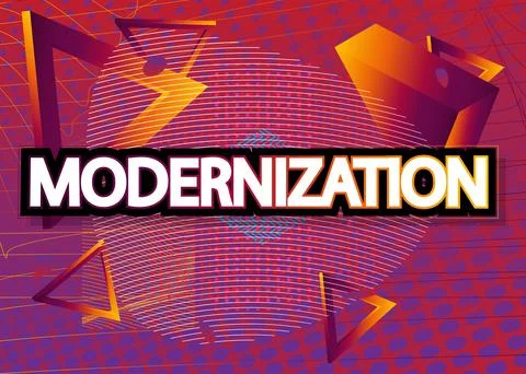 Modernization, Vector word poster. Quotes and phrases for banners, posters, f Stock Illustration