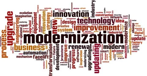Modernization word cloud Stock Illustration