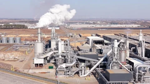 Modernized Pulp Production Site Equipped With Latest Technology. Sophisticated Stock Footage 333634080