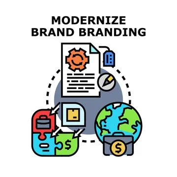 Modernizing brand branding strategy and global development Stock Illustration