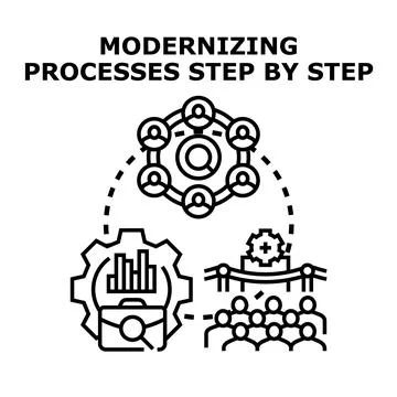 Modernizing business processes step by step implementing strategy イラスト素材