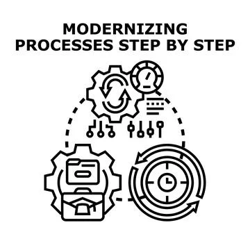 Modernizing processes step by step concept vector illustration Stockillustratie