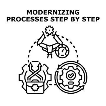 Modernizing processes step by step concept vector Stock Illustration