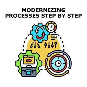 Modernizing processes step by step concept vector illustration Stock Illustration