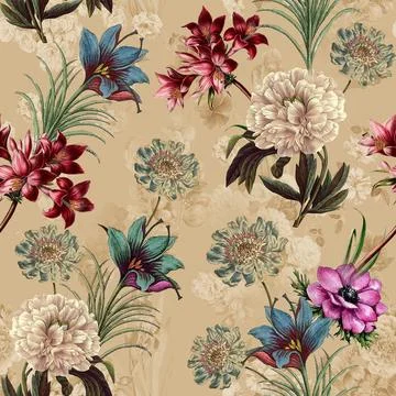 Modern,Watercolor,Flower,Pattern,Background イラスト素材