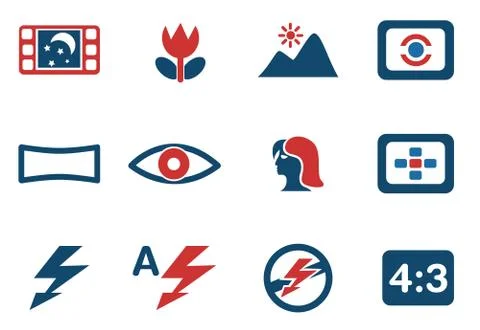 Modes of Photo Silhouette Icons Stock Illustration