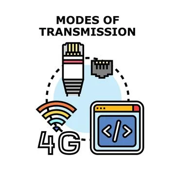Modes of transmission illustrating wireless, wired, and digital data concepts イラスト素材