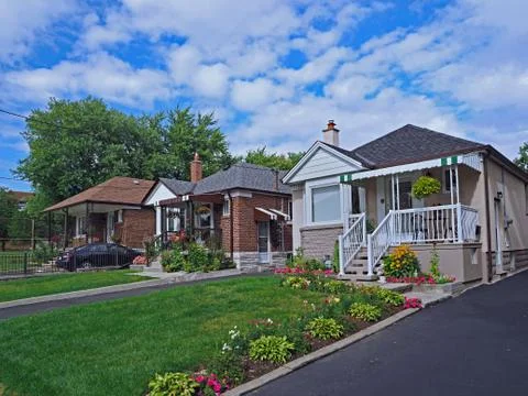Modest 1950s style working class bungalows Stock Photos