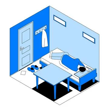 Modest housing for the poor in isometric view. Stock Illustration