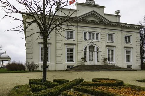 Modest neo-classical style residential manor of Uzutrakis Stock Photos