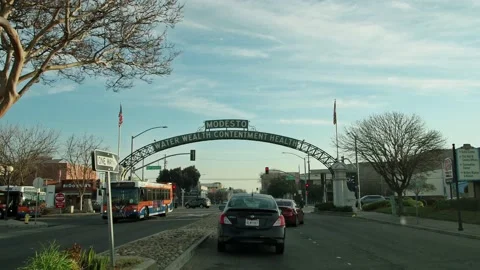 The Modesto Arch daytime Stock Footage 170728965