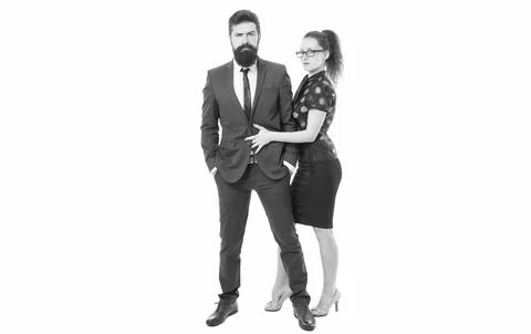 Modesty is key. Couple in classy fashion style. Business partners with fashion Stock Photos