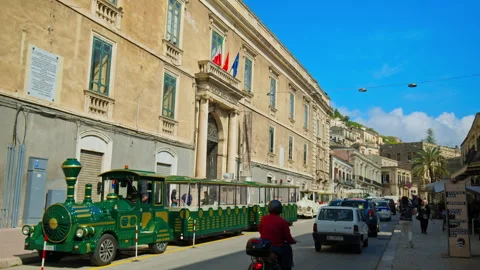 Modica Baroque Trolley Tour by train in Modica, Sicily. Stock Footage 244344204