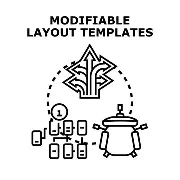 Modifiable layout templates creating system flexibility and customization Stock Illustration